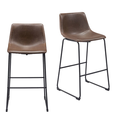 Espresso & Black Faux Leather & Steel Counter Height Bar Chairs - Set of 2