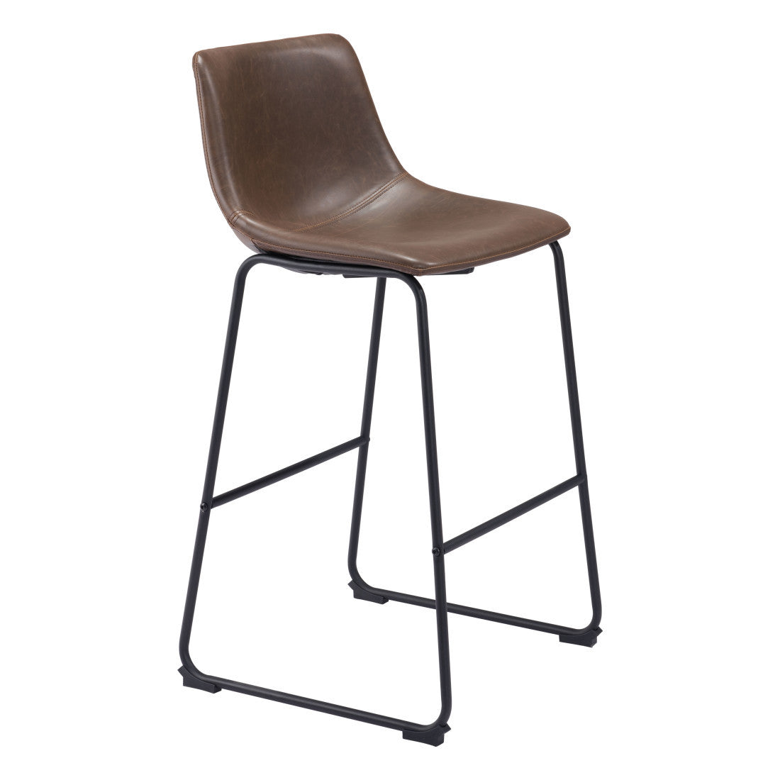 Espresso & Black Faux Leather & Steel Counter Height Bar Chairs - Set of 2