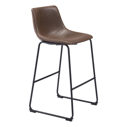 Espresso & Black Faux Leather & Steel Counter Height Bar Chairs - Set of 2