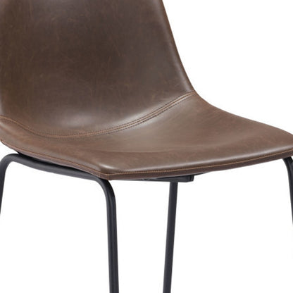 Espresso & Black Faux Leather & Steel Counter Height Bar Chairs - Set of 2