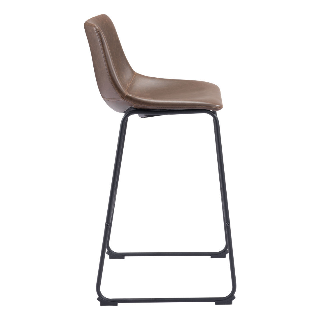 Espresso & Black Faux Leather & Steel Counter Height Bar Chairs - Set of 2