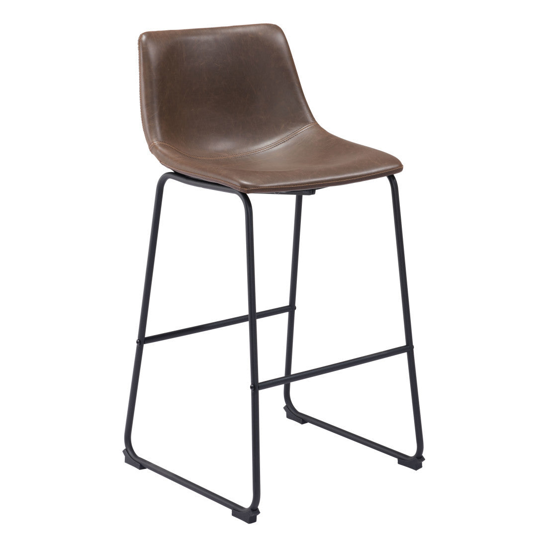Espresso & Black Faux Leather & Steel Counter Height Bar Chairs - Set of 2