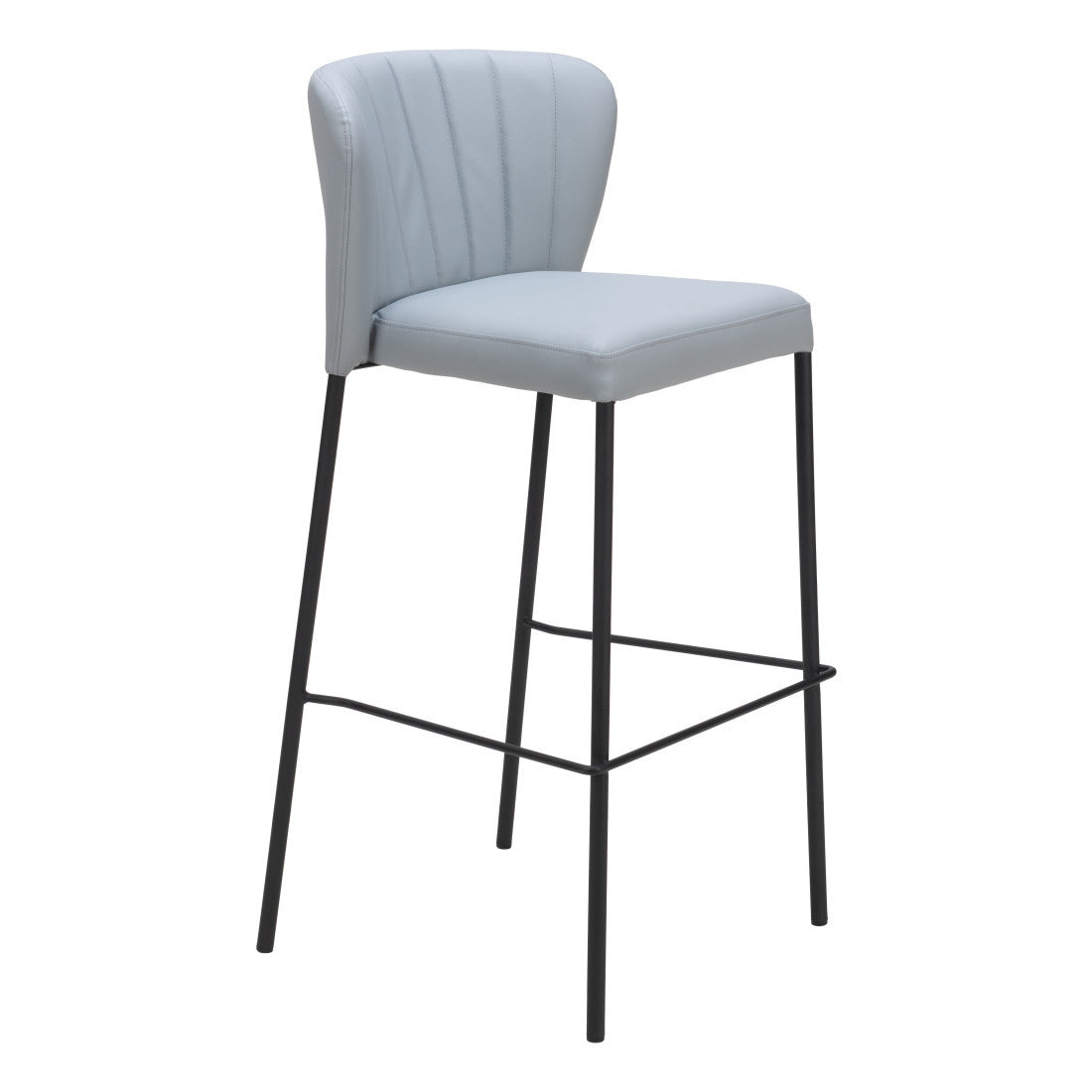 Gray & Black Faux Leather & Steel Bar Height Bar Chairs - Set of 2