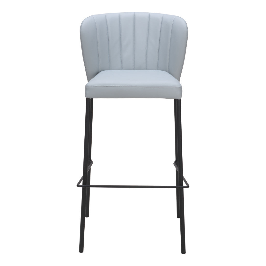 Gray & Black Faux Leather & Steel Bar Height Bar Chairs - Set of 2