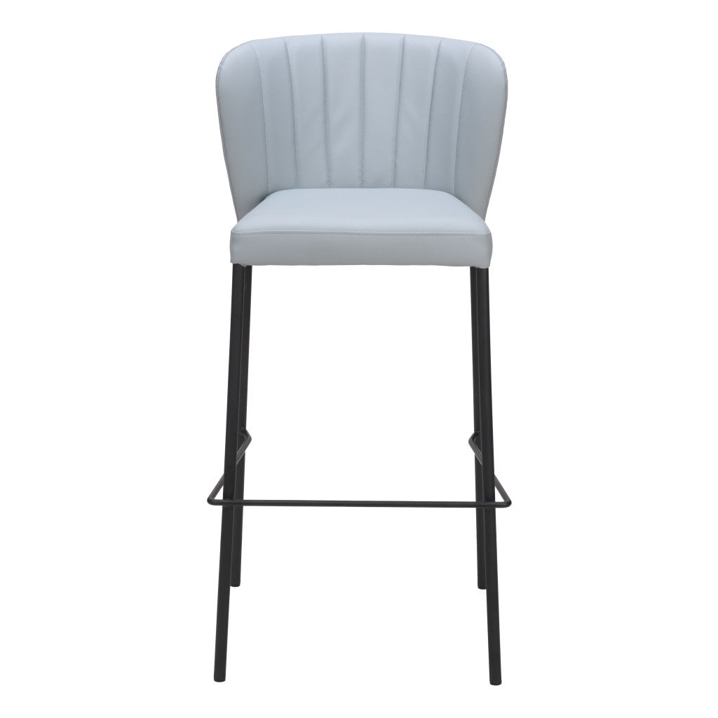 Gray & Black Faux Leather & Steel Bar Height Bar Chairs - Set of 2