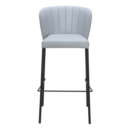 Gray & Black Faux Leather & Steel Bar Height Bar Chairs - Set of 2