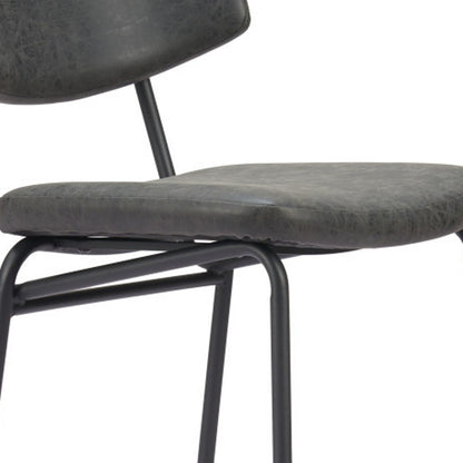 Black Faux Leather & Steel Low Back Bar Height Bar Chairs - Set of 2