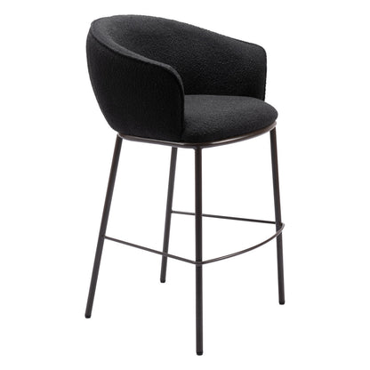 Black & Bronze Shearling & Steel Bar Height Bar Chair