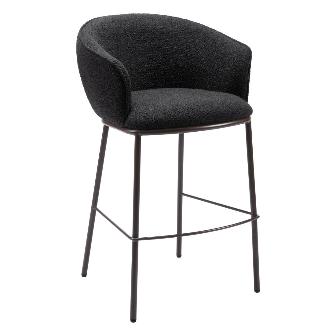 Black & Bronze Shearling & Steel Bar Height Bar Chair