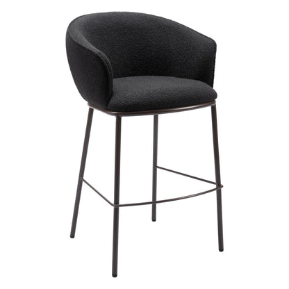 Black & Bronze Shearling & Steel Bar Height Bar Chair