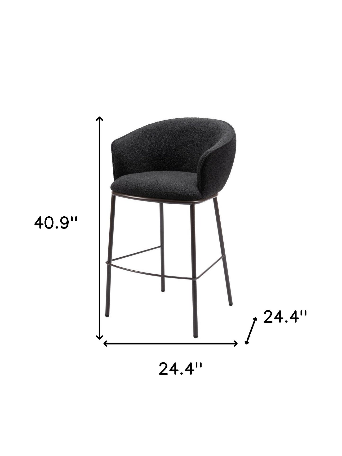 Black & Bronze Shearling & Steel Bar Height Bar Chair