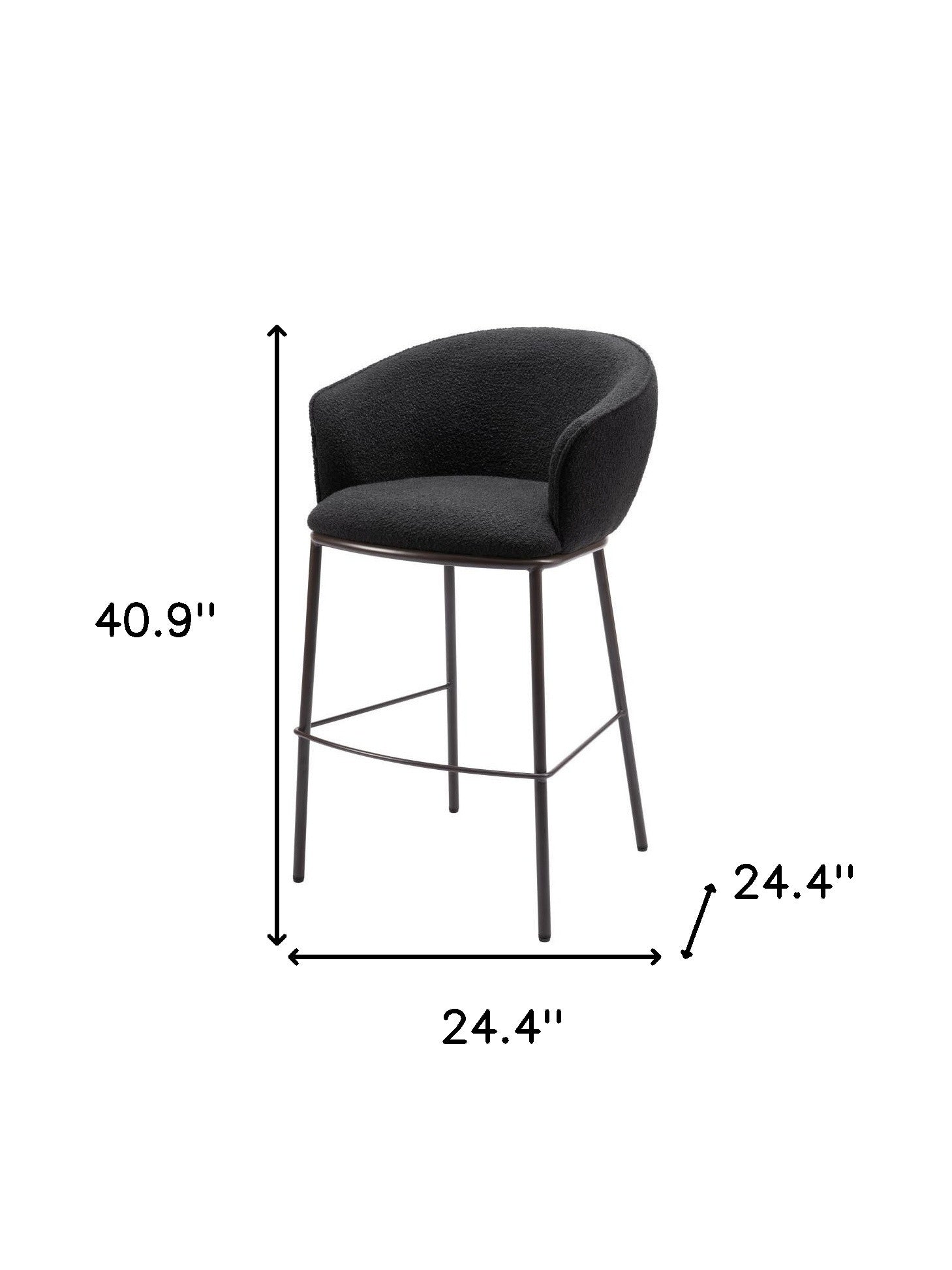 Black & Bronze Shearling & Steel Bar Height Bar Chair
