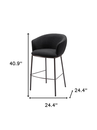 Black & Bronze Shearling & Steel Bar Height Bar Chair