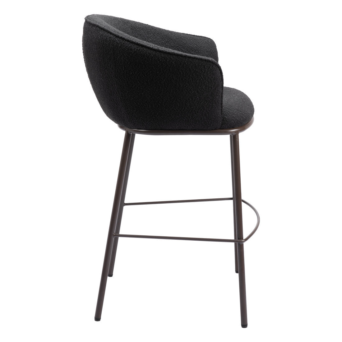 Black & Bronze Shearling & Steel Bar Height Bar Chair