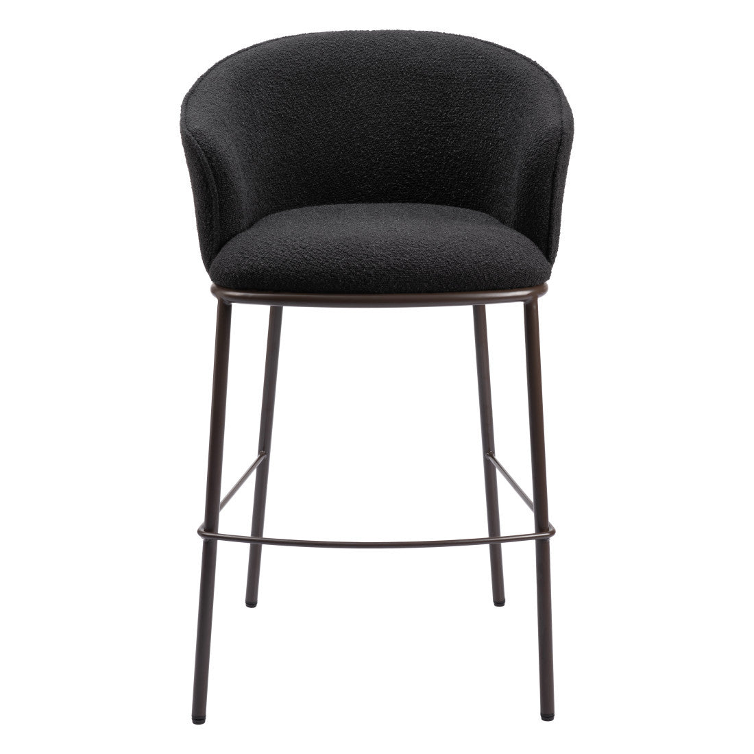 Black & Bronze Shearling & Steel Bar Height Bar Chair