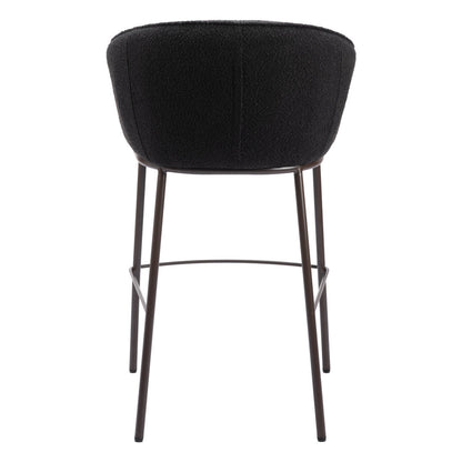 Black & Bronze Shearling & Steel Bar Height Bar Chair