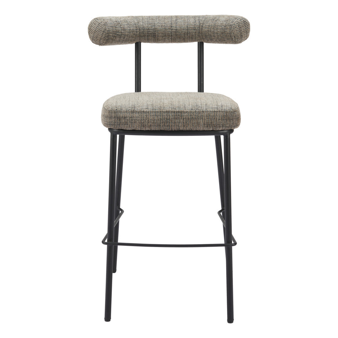 Green & Black Chenille & Steel Low Back Bar Height Bar Chair