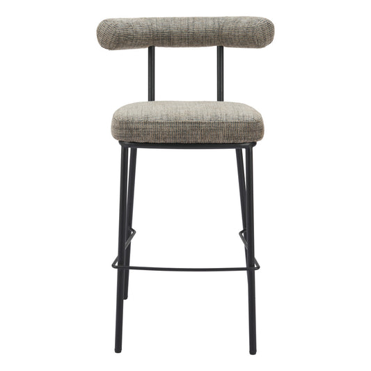 Green & Black Chenille & Steel Low Back Bar Height Bar Chair