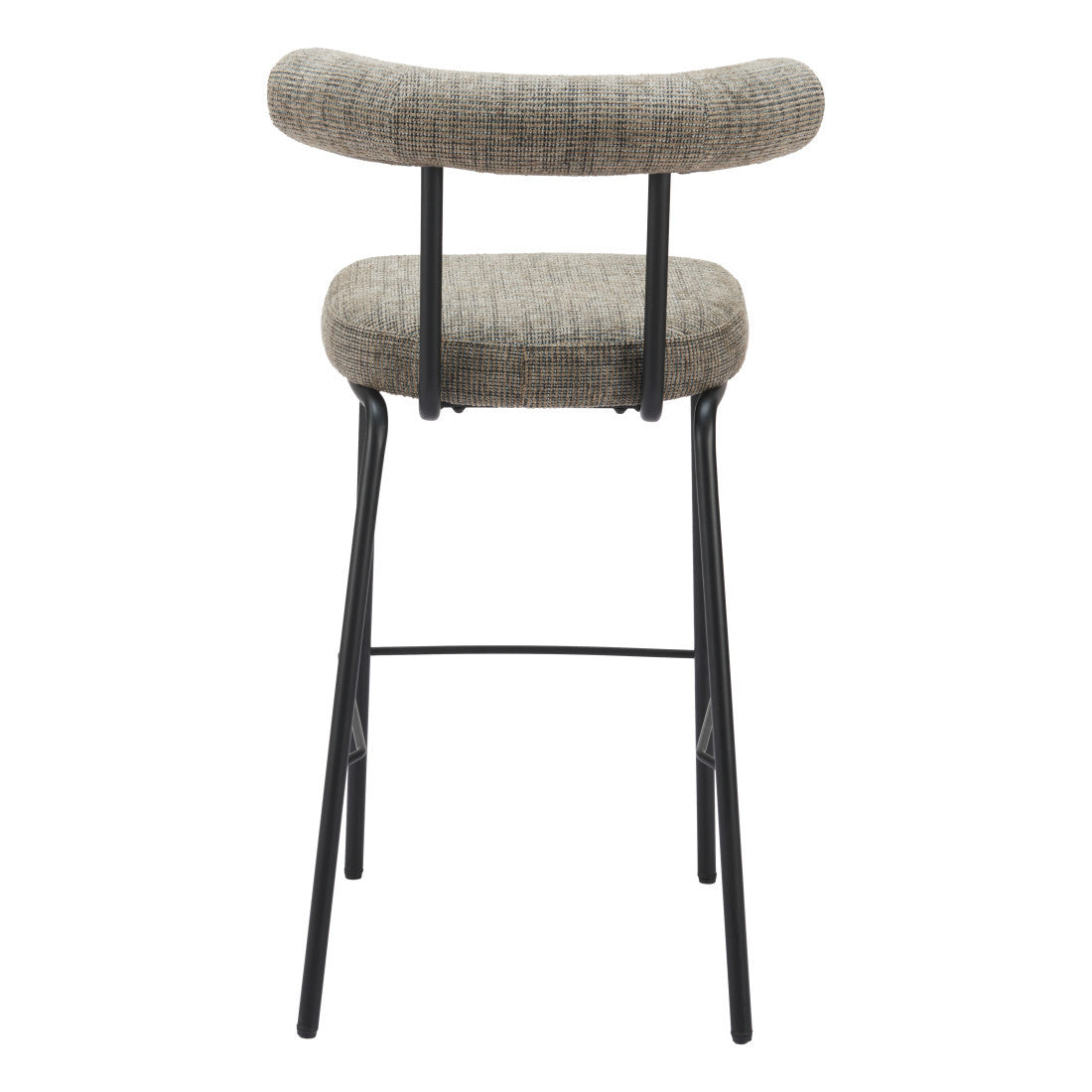 Green & Black Chenille & Steel Low Back Bar Height Bar Chair