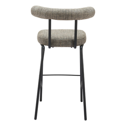 Green & Black Chenille & Steel Low Back Bar Height Bar Chair