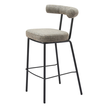 Green & Black Chenille & Steel Low Back Bar Height Bar Chair