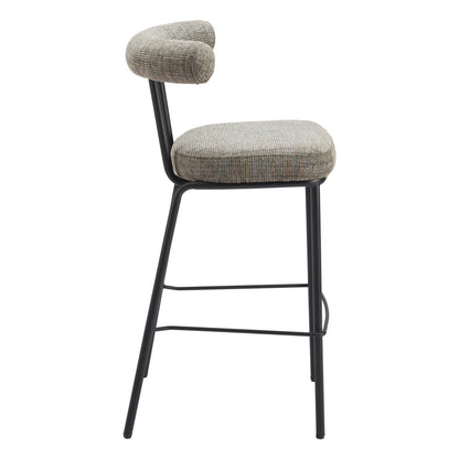 Green & Black Chenille & Steel Low Back Bar Height Bar Chair