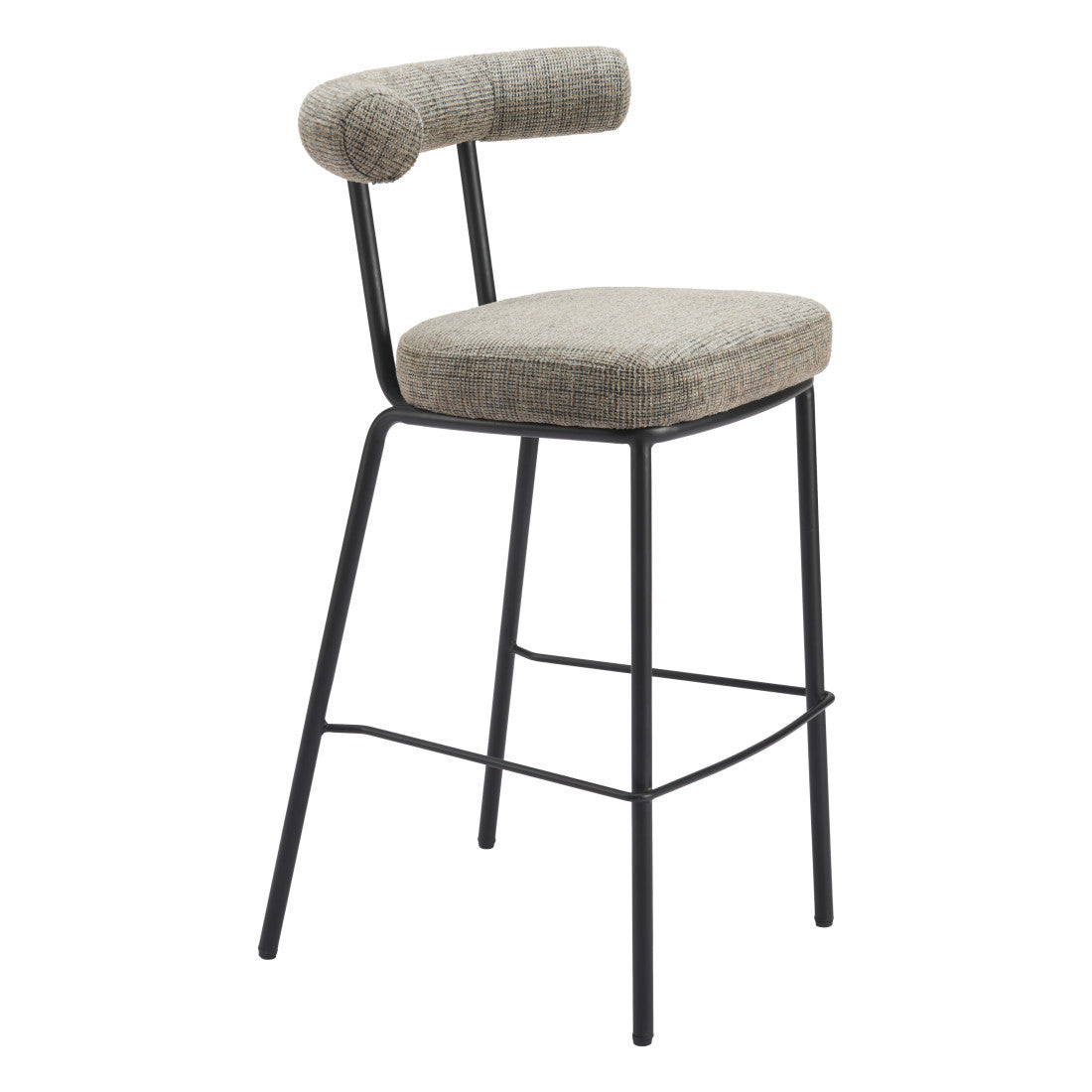 Green & Black Chenille & Steel Low Back Bar Height Bar Chair