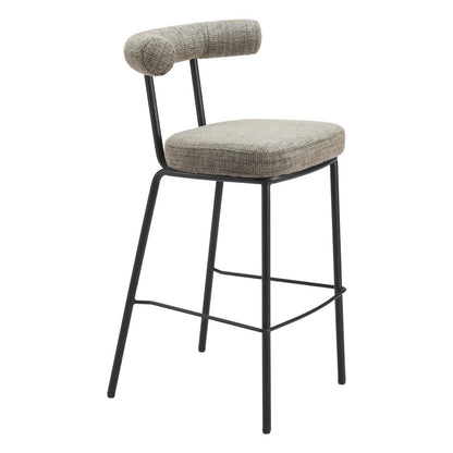 Green & Black Chenille & Steel Low Back Bar Height Bar Chair