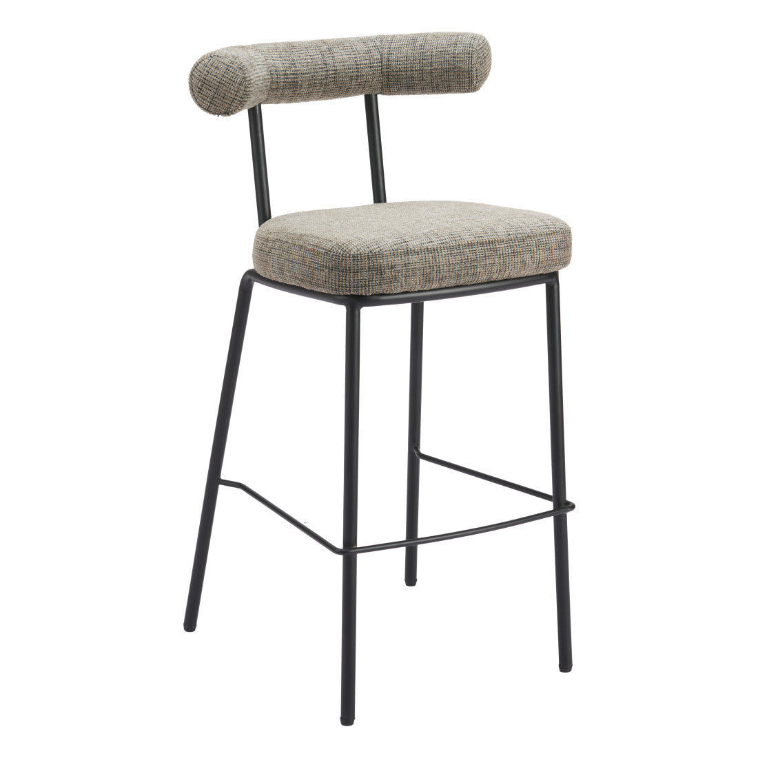Green & Black Chenille & Steel Low Back Bar Height Bar Chair