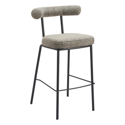 Green & Black Chenille & Steel Low Back Bar Height Bar Chair