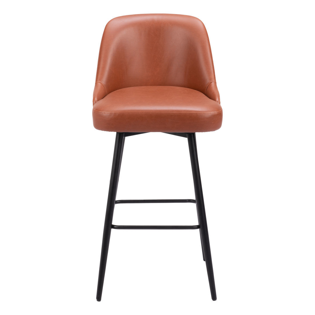 Brown & Black Faux Leather & Steel Bar Height Swivel Bar Chair