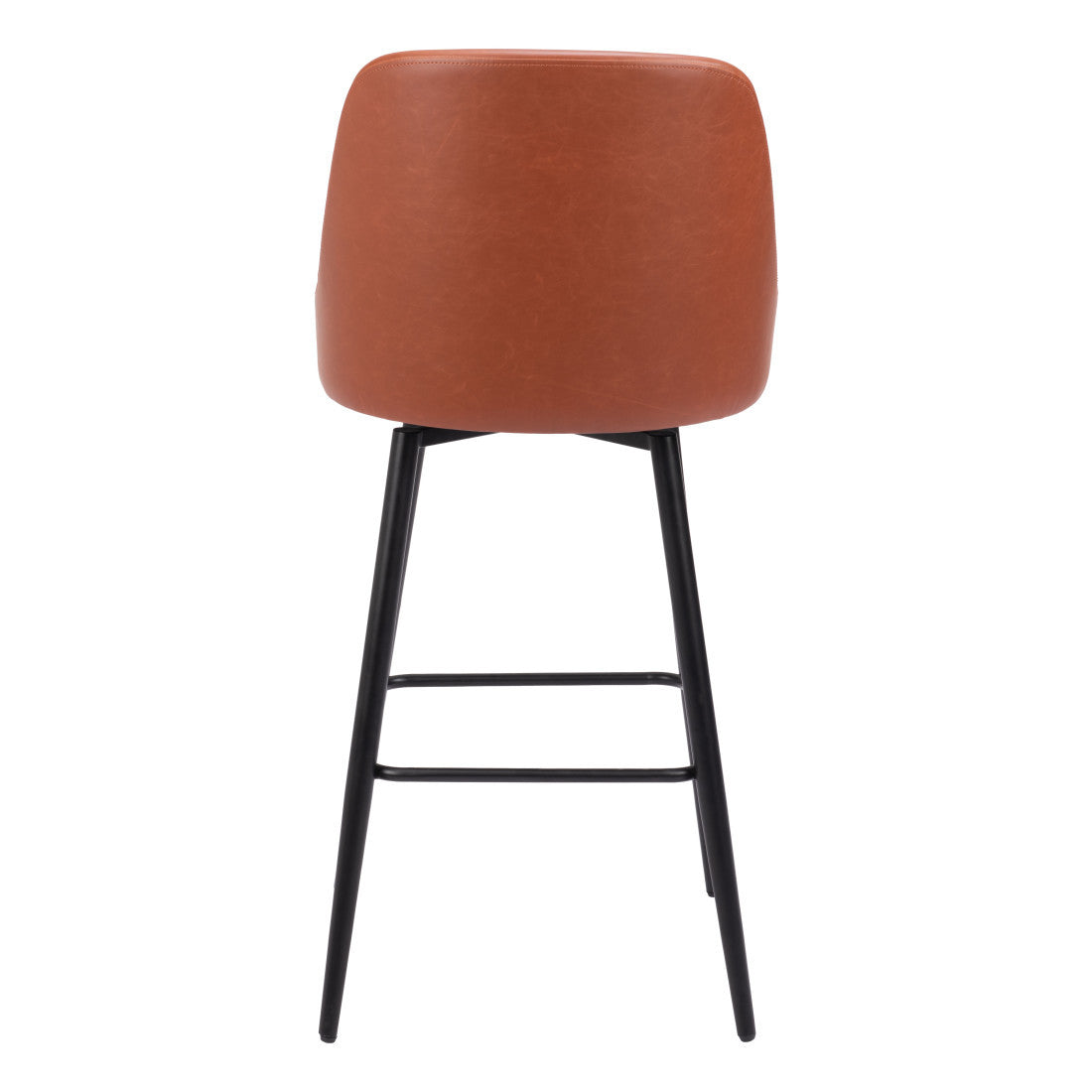 Brown & Black Faux Leather & Steel Bar Height Swivel Bar Chair