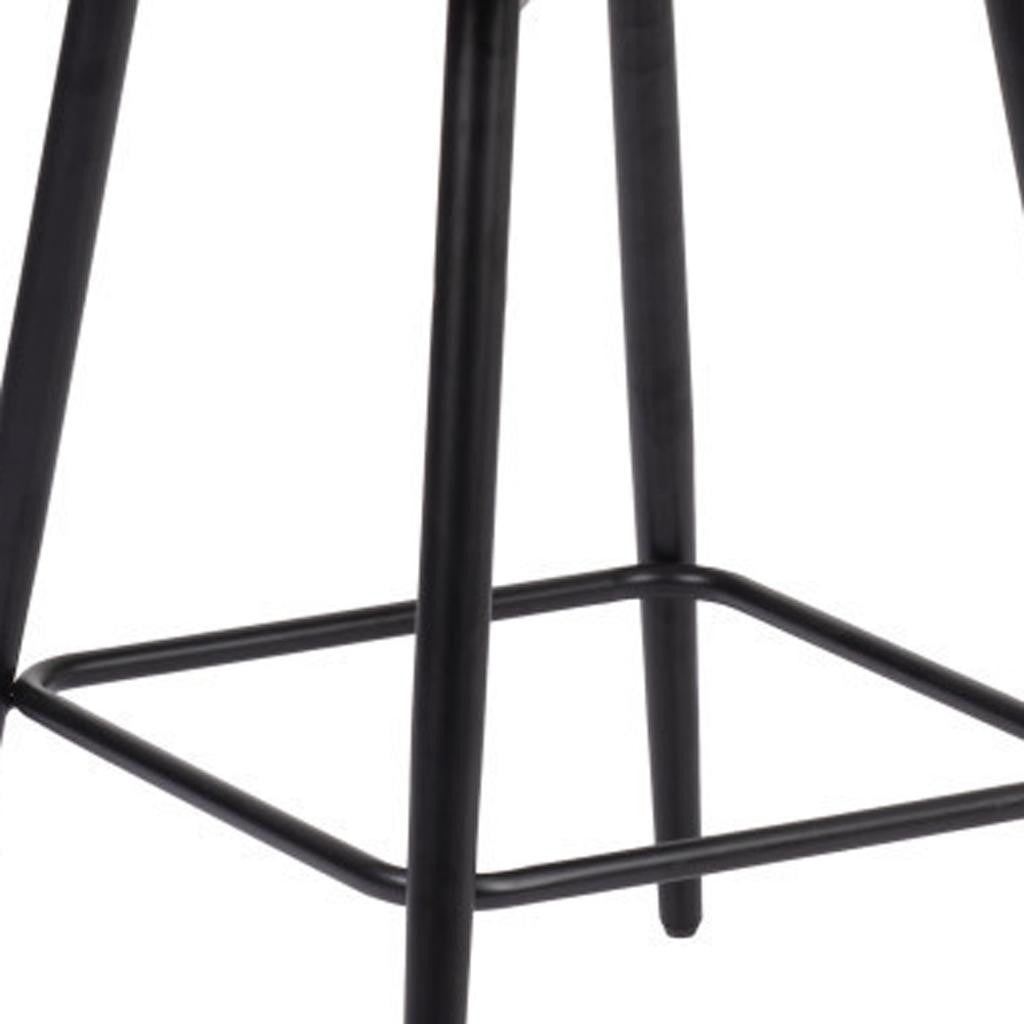 Brown & Black Faux Leather & Steel Counter Height Swivel Bar Chair