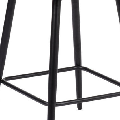 Brown & Black Faux Leather & Steel Counter Height Swivel Bar Chair