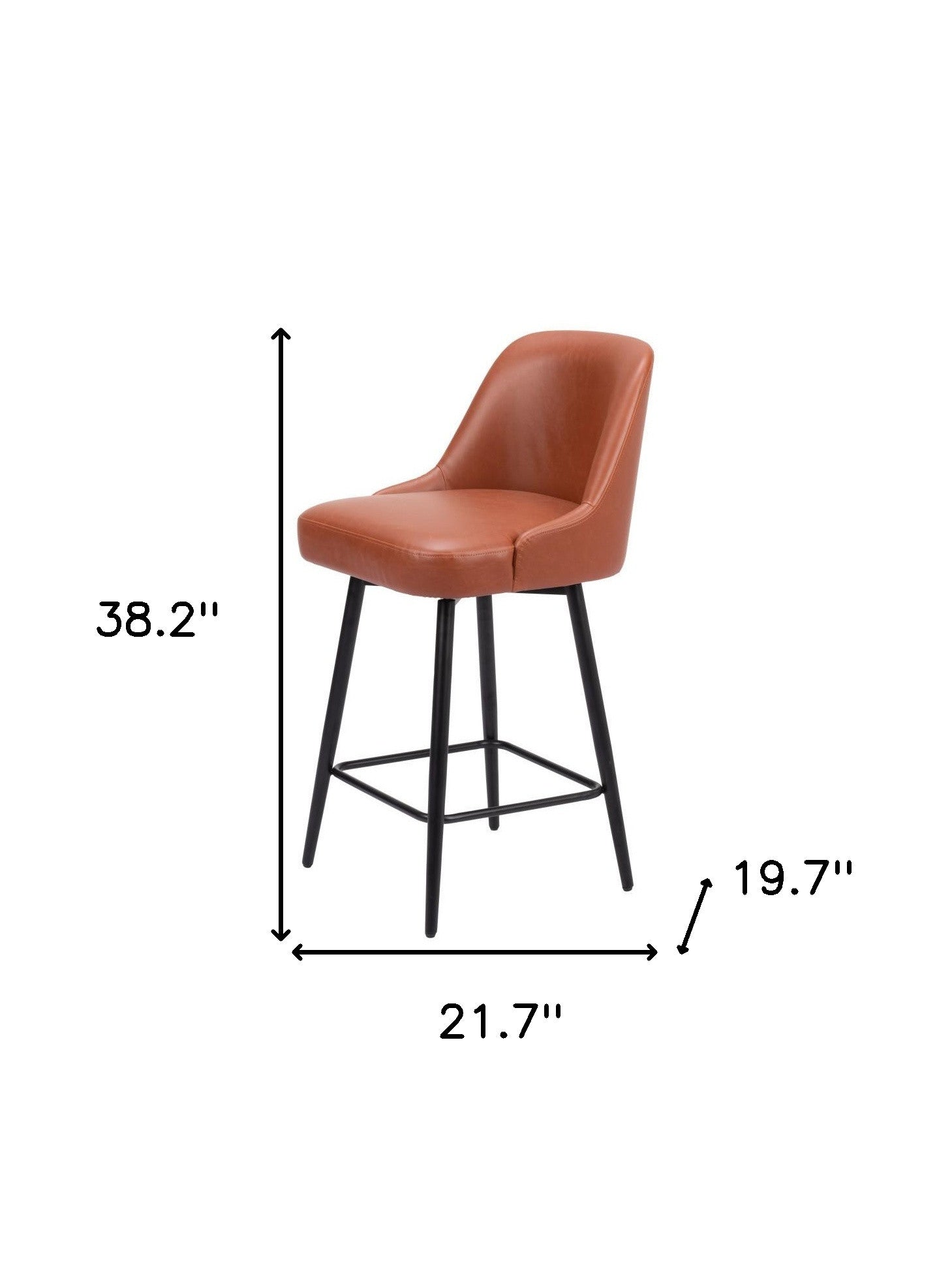 Brown & Black Faux Leather & Steel Counter Height Swivel Bar Chair