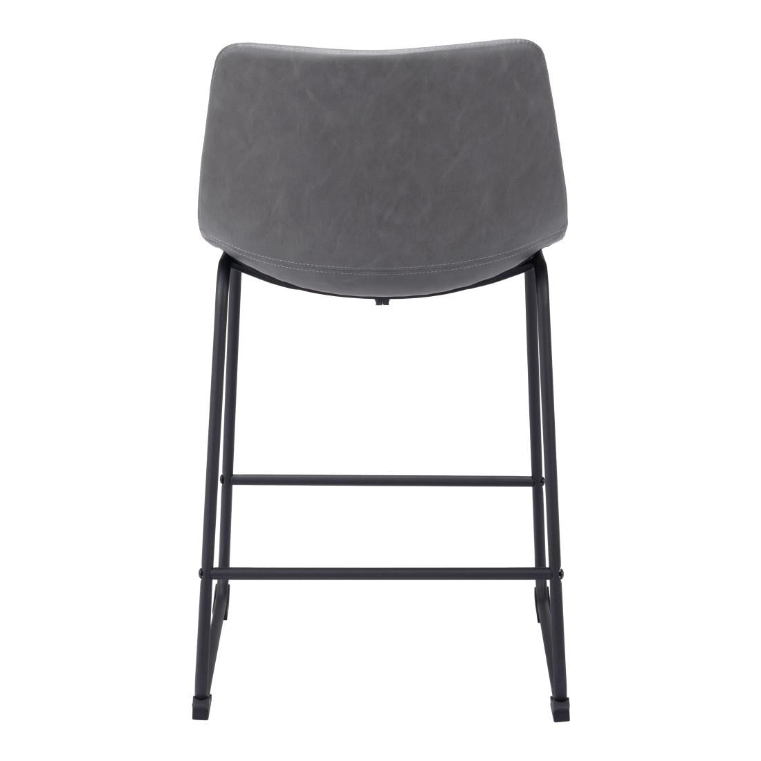 Charcoal & Black Faux Leather & Steel Counter Height Bar Chairs - Set of 2