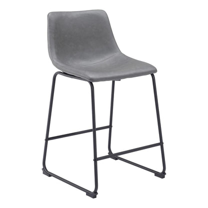 Sheldon Charcoal & Black Faux Leather & Steel Counter Height Bar Chairs - Set of 2