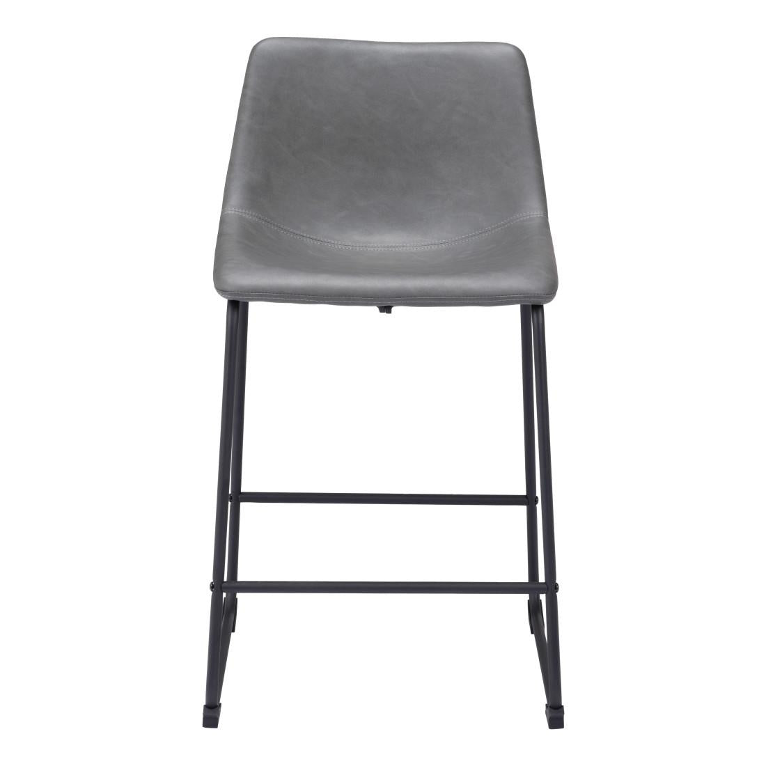 Charcoal & Black Faux Leather & Steel Counter Height Bar Chairs - Set of 2