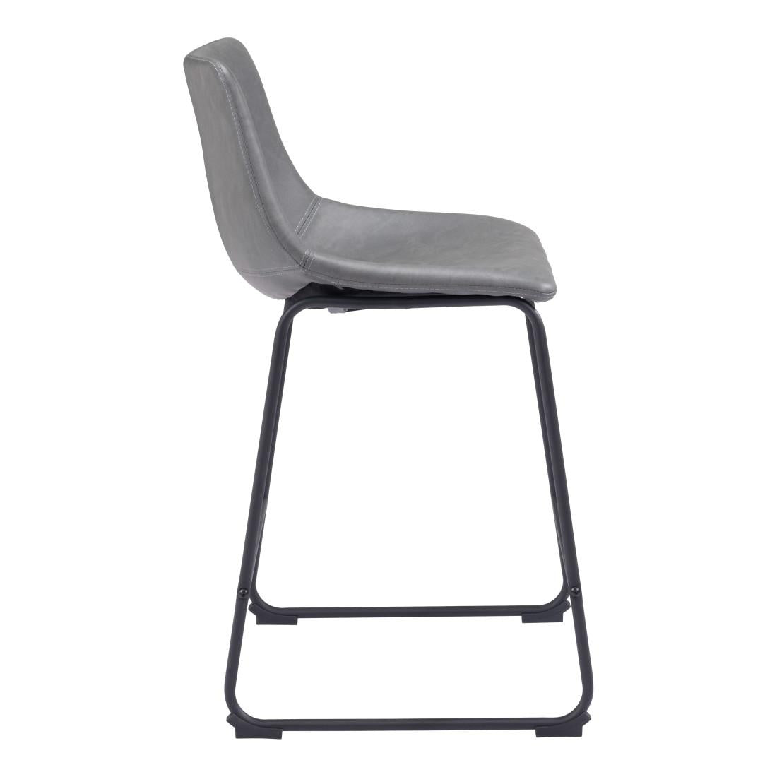 Charcoal & Black Faux Leather & Steel Counter Height Bar Chairs - Set of 2