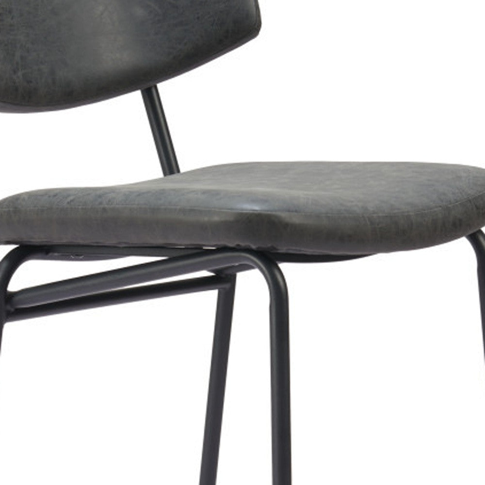 Black Faux Leather & Steel Low Back Counter Height Bar Chairs - Set of 2