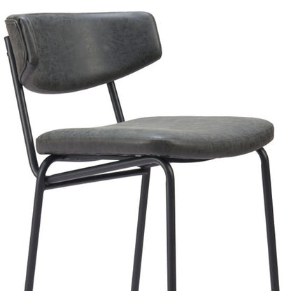 Black Faux Leather & Steel Low Back Counter Height Bar Chairs - Set of 2