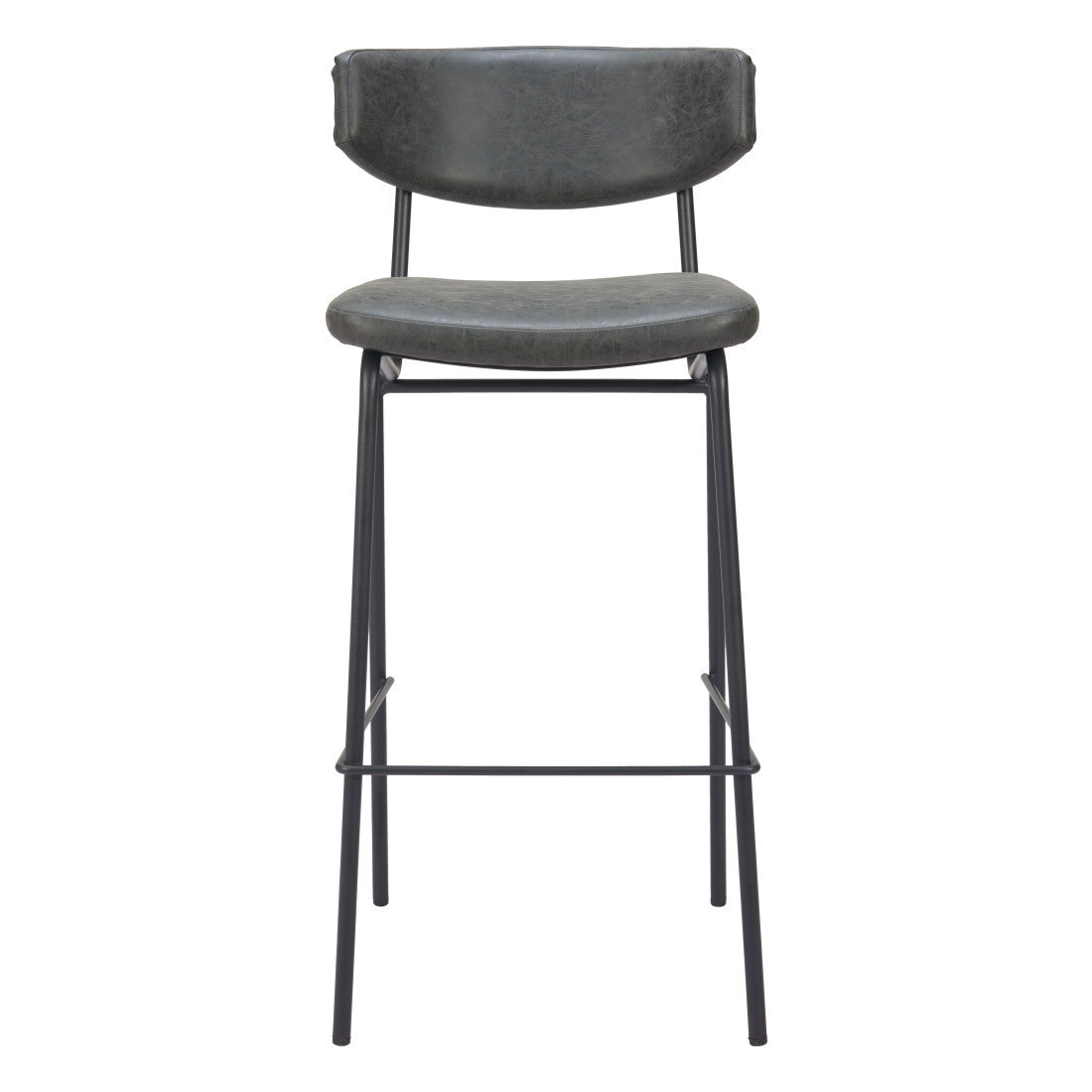Black Faux Leather & Steel Low Back Counter Height Bar Chairs - Set of 2
