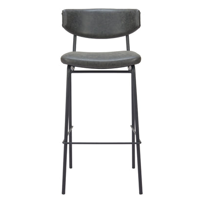 Black Faux Leather & Steel Low Back Counter Height Bar Chairs - Set of 2