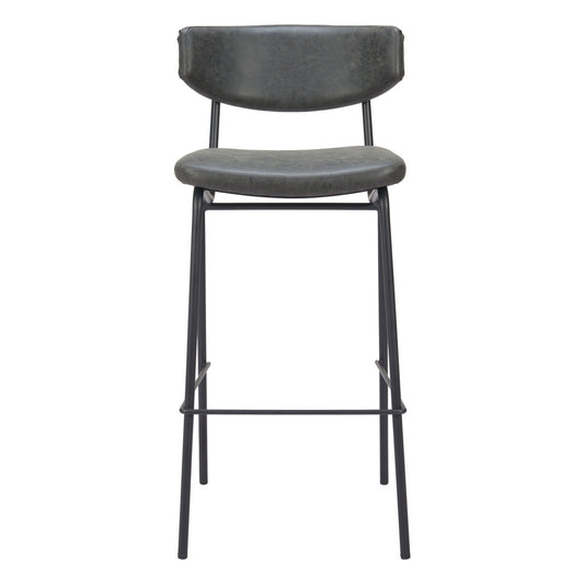 Black Faux Leather & Steel Low Back Counter Height Bar Chairs - Set of 2