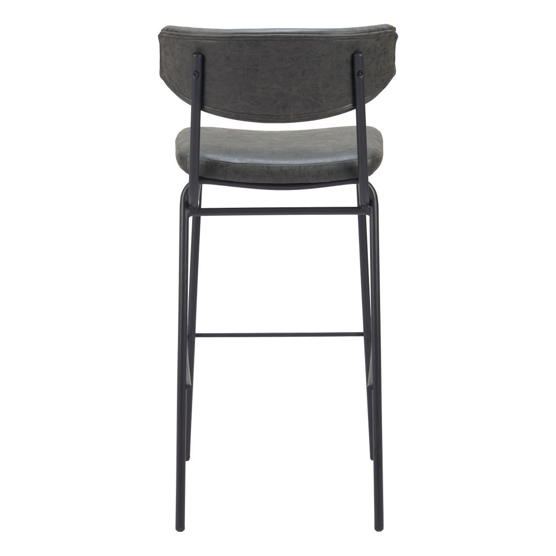 Black Faux Leather & Steel Low Back Counter Height Bar Chairs - Set of 2