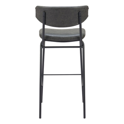 Black Faux Leather & Steel Low Back Counter Height Bar Chairs - Set of 2