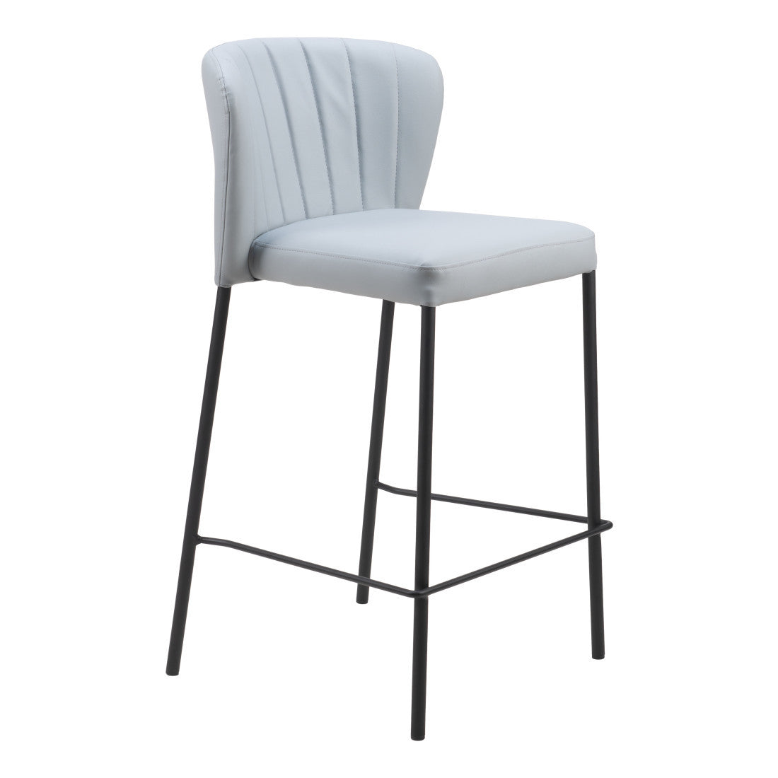 Gray & Black Faux Leather & Steel Counter Height Bar Chairs - Set of 2