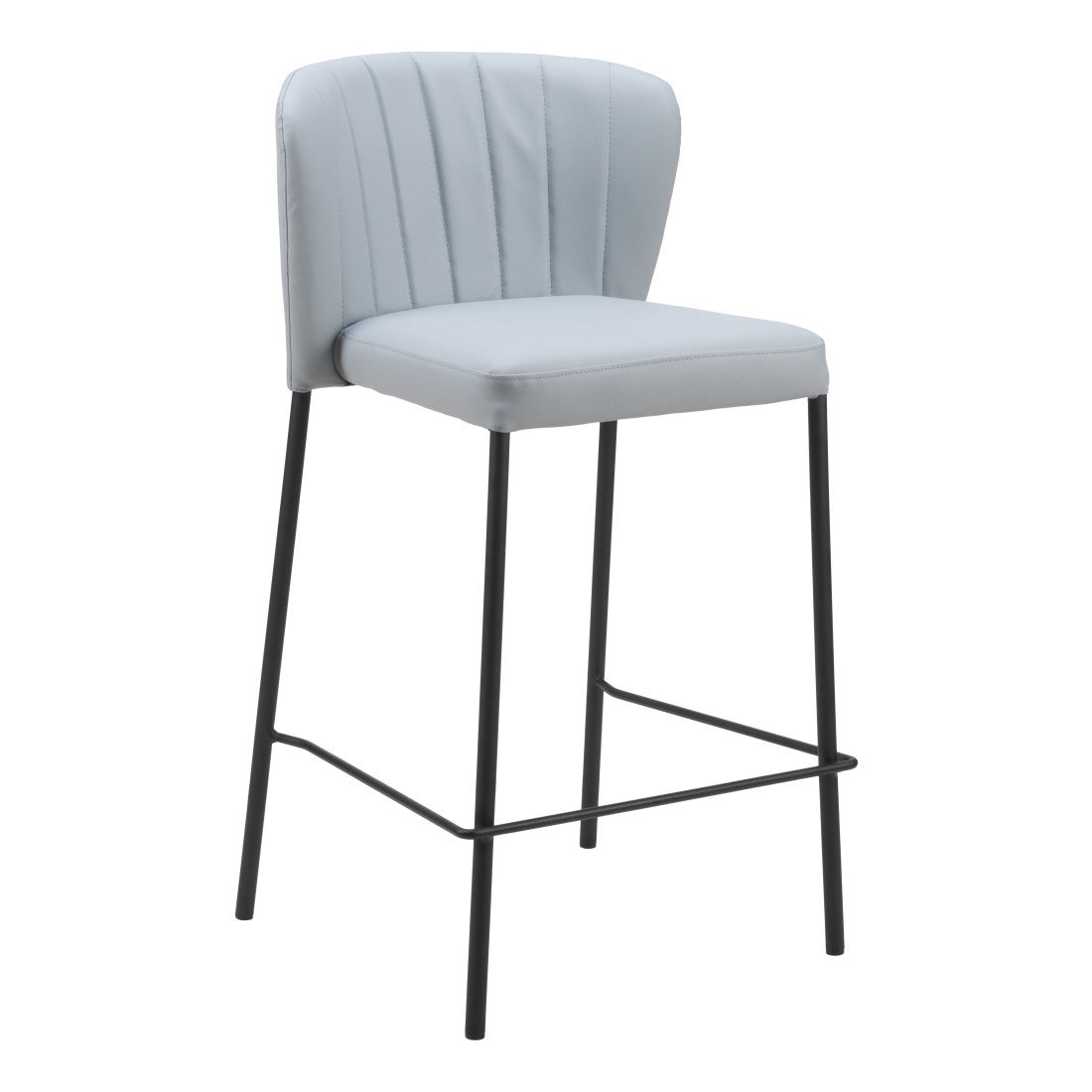 Gray & Black Faux Leather & Steel Counter Height Bar Chairs - Set of 2