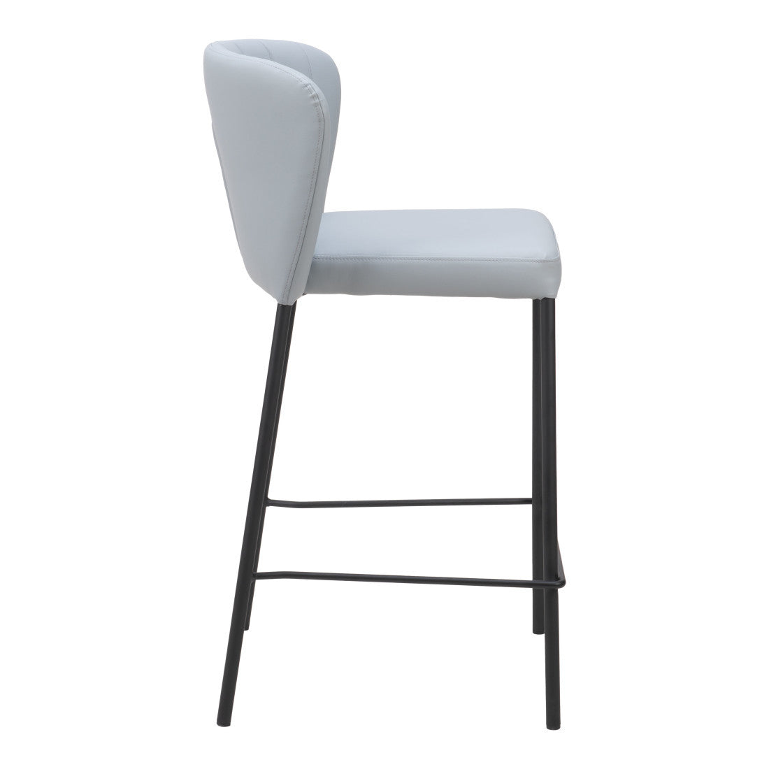 Gray & Black Faux Leather & Steel Counter Height Bar Chairs - Set of 2