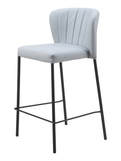 Gray & Black Faux Leather & Steel Counter Height Bar Chairs - Set of 2